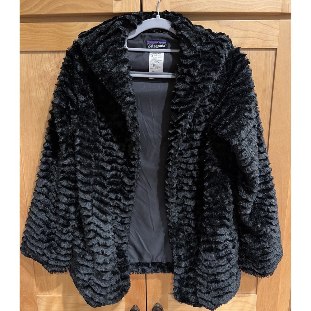PATAGONIA Girl's Youth Black Pelage Jacket Deep Pile Jacket Coat Sz L - Glam!